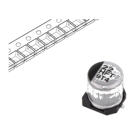 Condensator electrolitic SMD 22uF 50VDC Ø5x5,8mm low ESR | Electronic-mag.ro | Componente Electronice