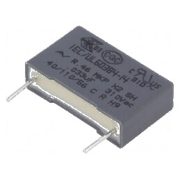 Condensator polipropilenă X2 33nF 310V 18x5x11mm THT | Electronic-mag.ro | Componente Electronice