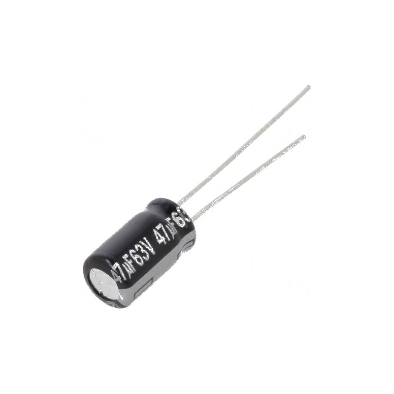 Condensator electrolitic THT 47uF 63V 6,3x11,2mm ±20% | Electronic-mag.ro | Componente Electronice