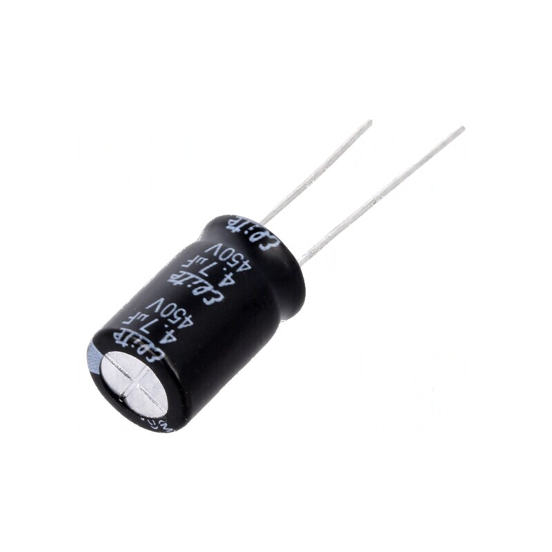 Condensator electrolitic THT 4,7uF 450VDC Ø10x16mm ±20% | Electronic-mag.ro | Componente Electronice