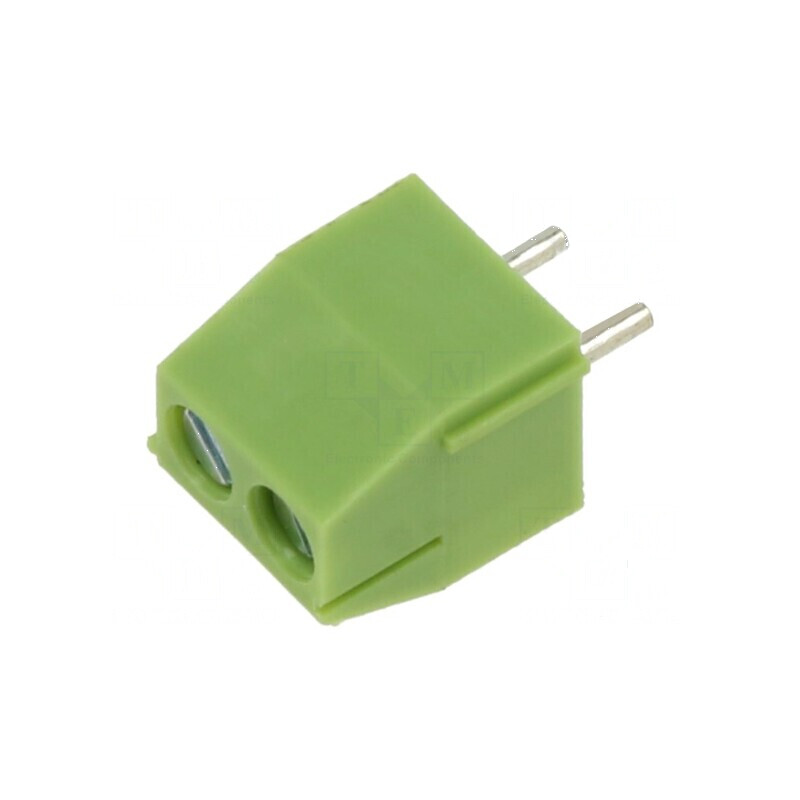 Regletă de conexiuni pentru PCB unghi 90° 3,5mm 2 piste verde | Electronic-mag.ro | Componente Electronice