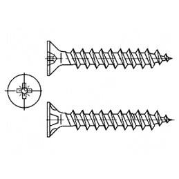 Şuruburi pentru plăci PAL 4x60mm Cap îngropat Pozidriv PZ2 oţel | Electronic-mag.ro | Componente Electronice