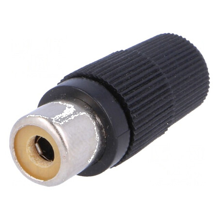 Conector RCA mamă drept lipire neagră pe cablu | Electronic-mag.ro | Componente Electronice