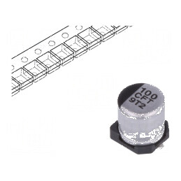 Condensator electrolitic low ESR SMD 100uF 16V DC Ø5x5,8mm | Electronic-mag.ro | Componente Electronice