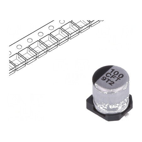 Condensator electrolitic low ESR SMD 100uF 16V DC Ø5x5,8mm | Electronic-mag.ro | Componente Electronice
