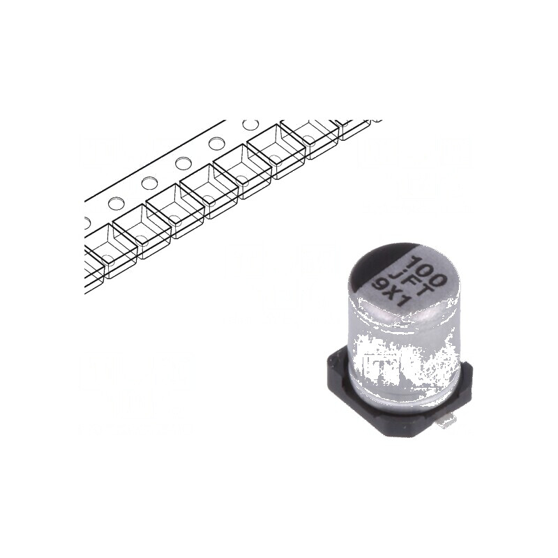 Condensator electrolitic SMD 100uF 6,3VDC Ø4x5,8mm low ESR | Electronic-mag.ro | Componente Electronice