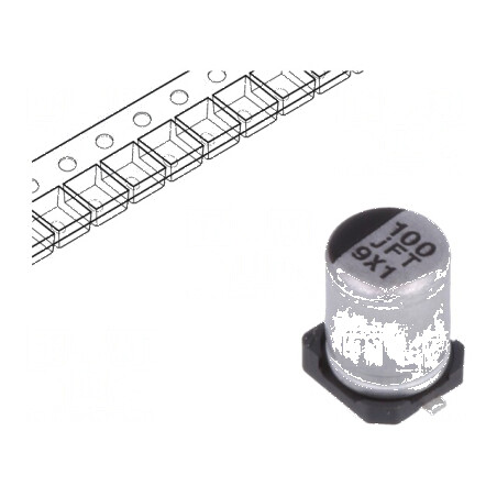 Condensator electrolitic SMD 100uF 6,3VDC Ø4x5,8mm low ESR | Electronic-mag.ro | Componente Electronice