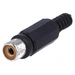 Conector RCA mufă mamă cu manșon drept lipire neagră | Electronic-mag.ro | Componente Electronice