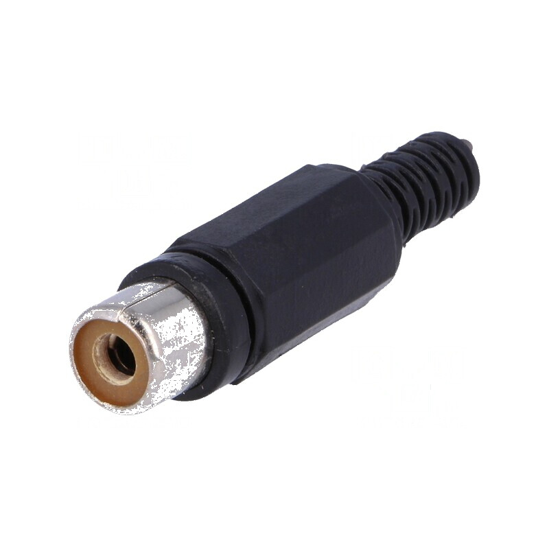 Conector RCA mufă mamă cu manșon drept lipire neagră | Electronic-mag.ro | Componente Electronice