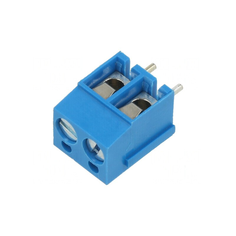Regletă de conexiuni PCB 90° 5mm, 2 piste, 2 borne | Electronic-mag.ro | Componente Electronice