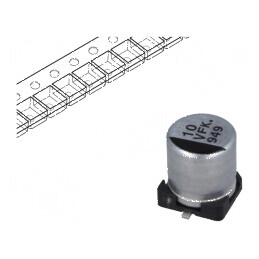 Condensator electrolitic SMD 10uF 35VDC low ESR Ø5x5,8mm | Electronic-mag.ro | Componente Electronice
