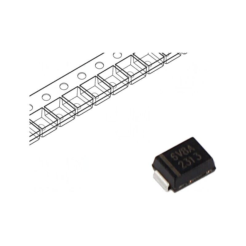 Diodă TVS 0,6kW 6,8V 58,1A unidirecțională SMB bandă | Electronic-mag.ro | Componente Electronice