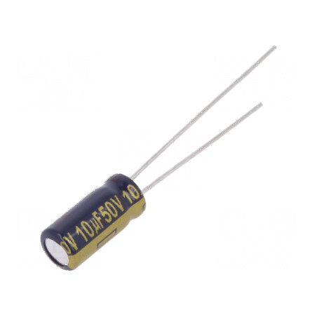 Condensator electrolitic low ESR THT 10uF 50VDC Ø5x11mm ±20% | Electronic-mag.ro | Componente Electronice