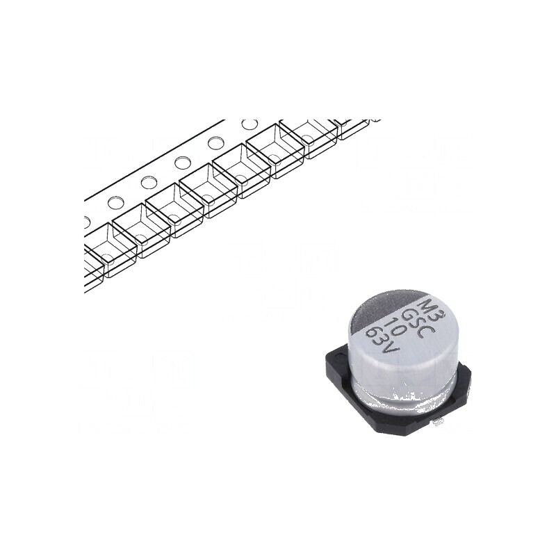 Condensator electrolitic SMD 10uF 63VDC ±20% 2000h -55÷105°C | Electronic-mag.ro | Componente Electronice Condensator electrolitic SMD 10uF 63VDC ±20% 2000h -55÷105°C | Electronic-mag.ro | Componente Electronice