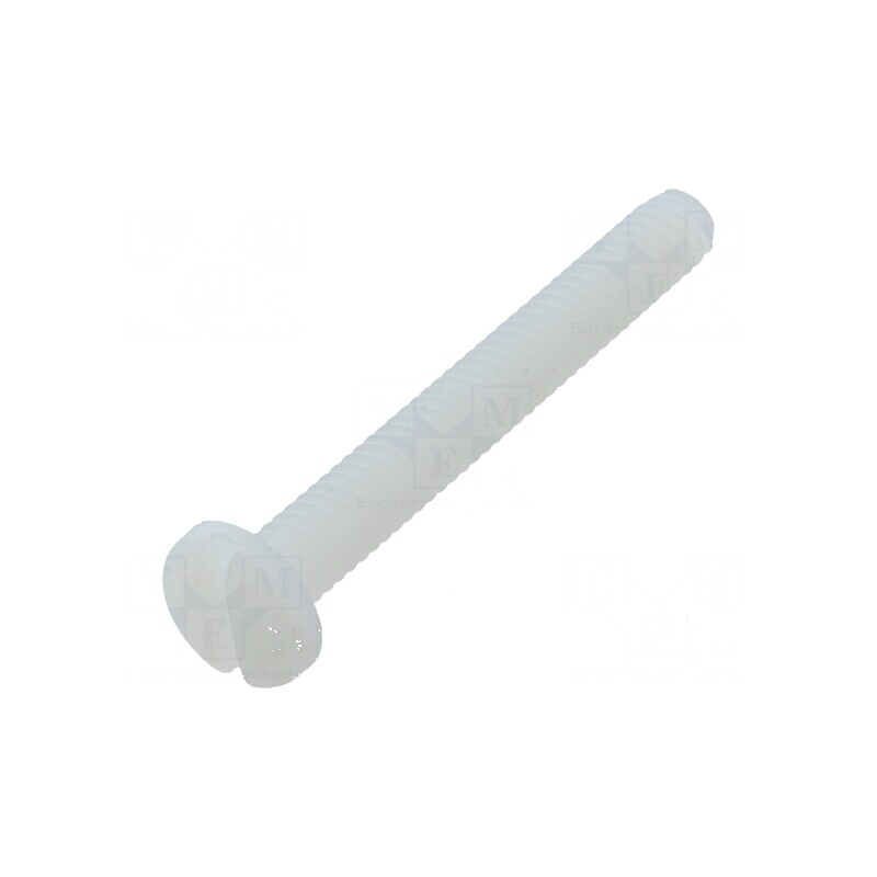 Şurub UNC 8-32 x 31,75 mm cu cap rotund crestat din poliamidă | Electronic-mag.ro | Componente Electronice