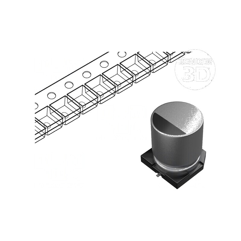 Condensator electrolitic SMD 1uF 50VDC Ø4x5,4mm ±20% 2000h | Electronic-mag.ro | Componente Electronice