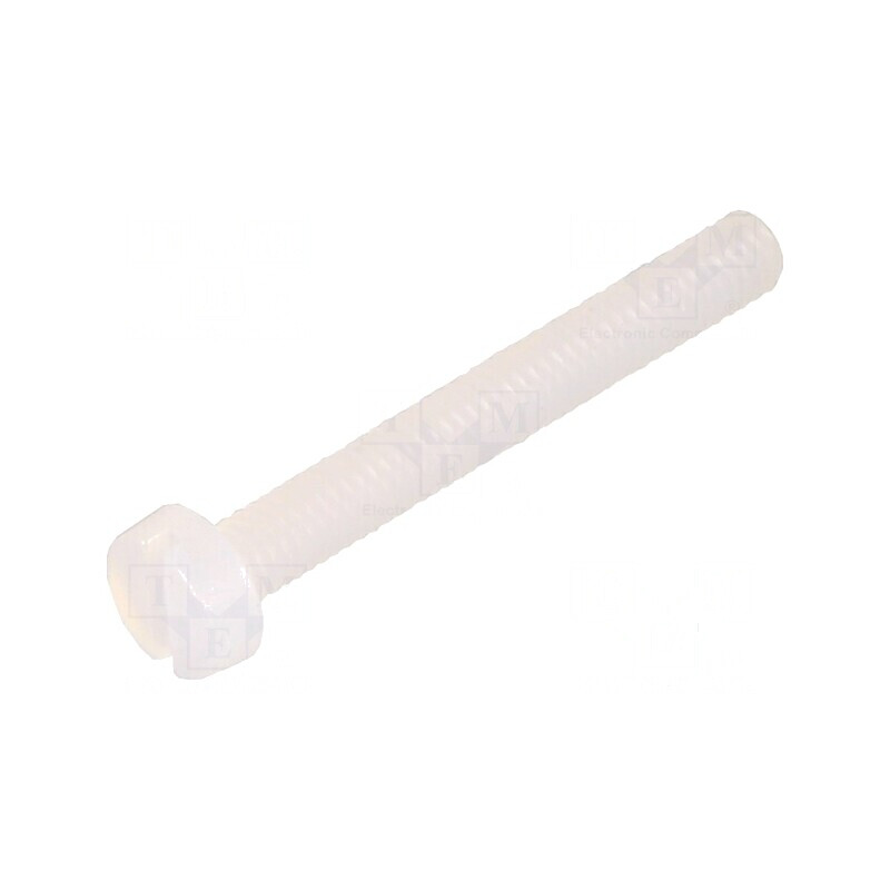 Şurub M2,5x20mm cu cap rotund crestat din poliamidă | Electronic-mag.ro | Componente Electronice