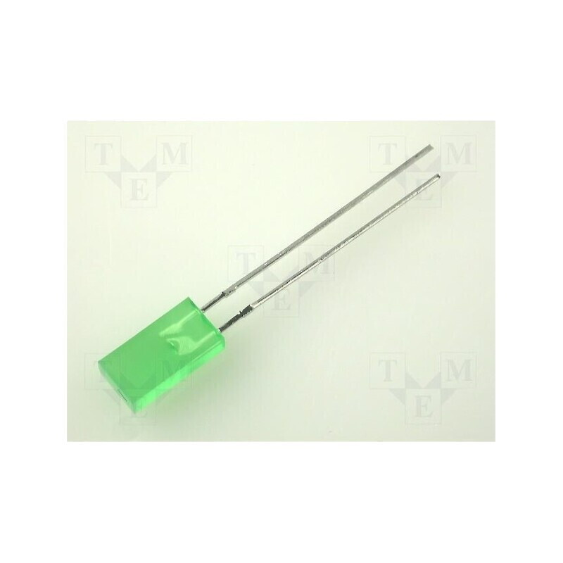 LED dreptunghiular verde 5x2,5mm 110° 20mA 1,3÷8mcd | Electronic-mag.ro | Componente Electronice