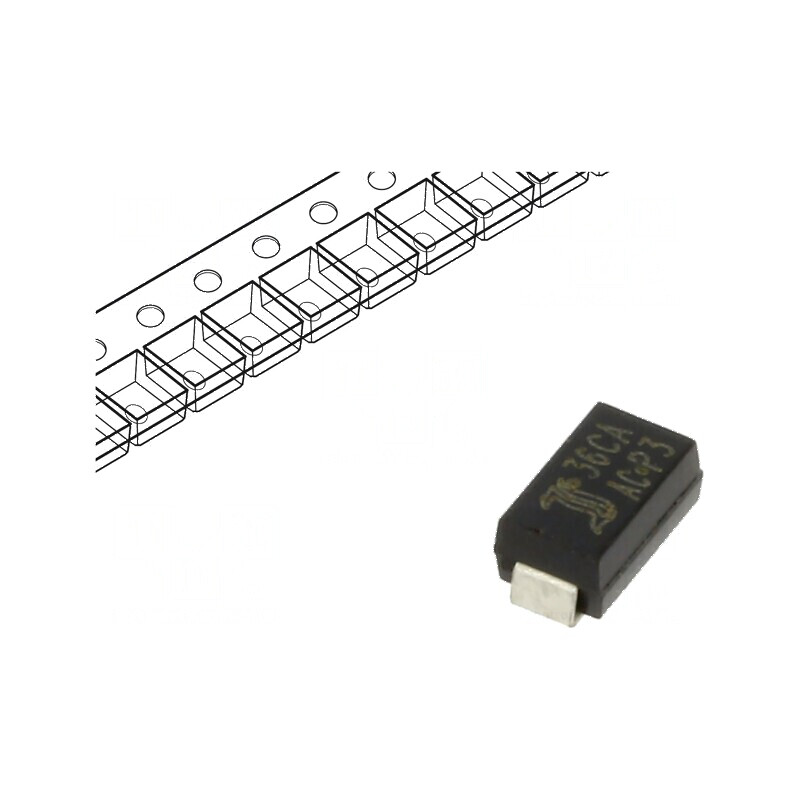 Diodă TVS 400W 40-44,4V 6,9A bidirecțională SMA | Electronic-mag.ro | Componente Electronice