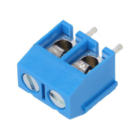 Regletă de conexiuni pentru PCB 90° 5mm, 2 piste 1,5mm² | Electronic-mag.ro | Componente Electronice