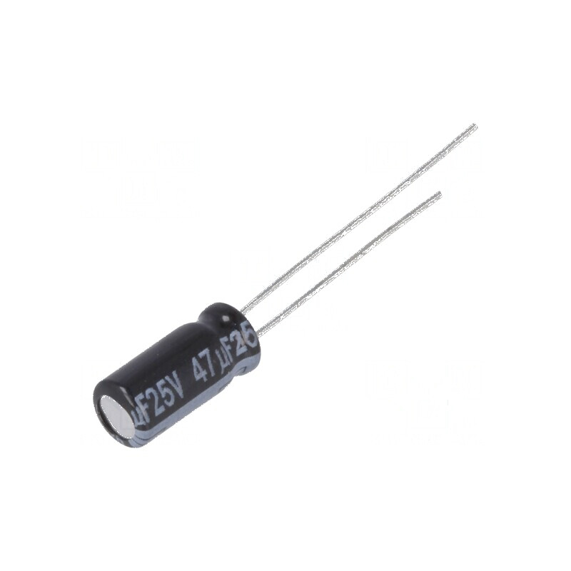 Condensator electrolitic low ESR 47uF 25V THT Ø5x11mm ±20% | Electronic-mag.ro | Componente Electronice