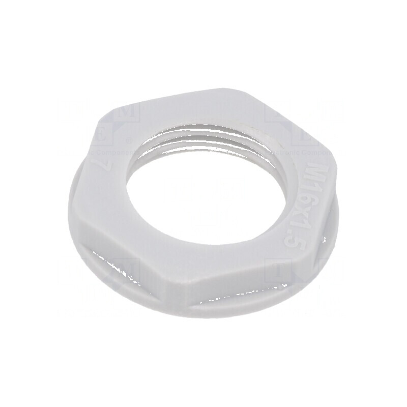Piuliță M16 poliamidă 22mm gri deschis metrică pas 1,5 | Electronic-mag.ro | Componente Electronice