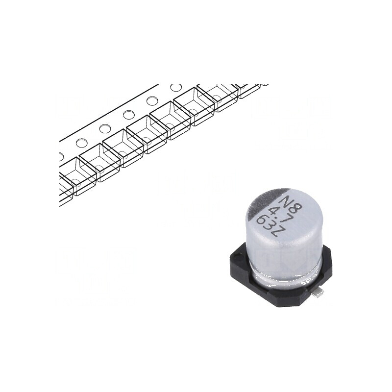 Condensator electrolitic low ESR SMD 4,7uF 63VDC Ø5x5,7mm | Electronic-mag.ro | Componente Electronice