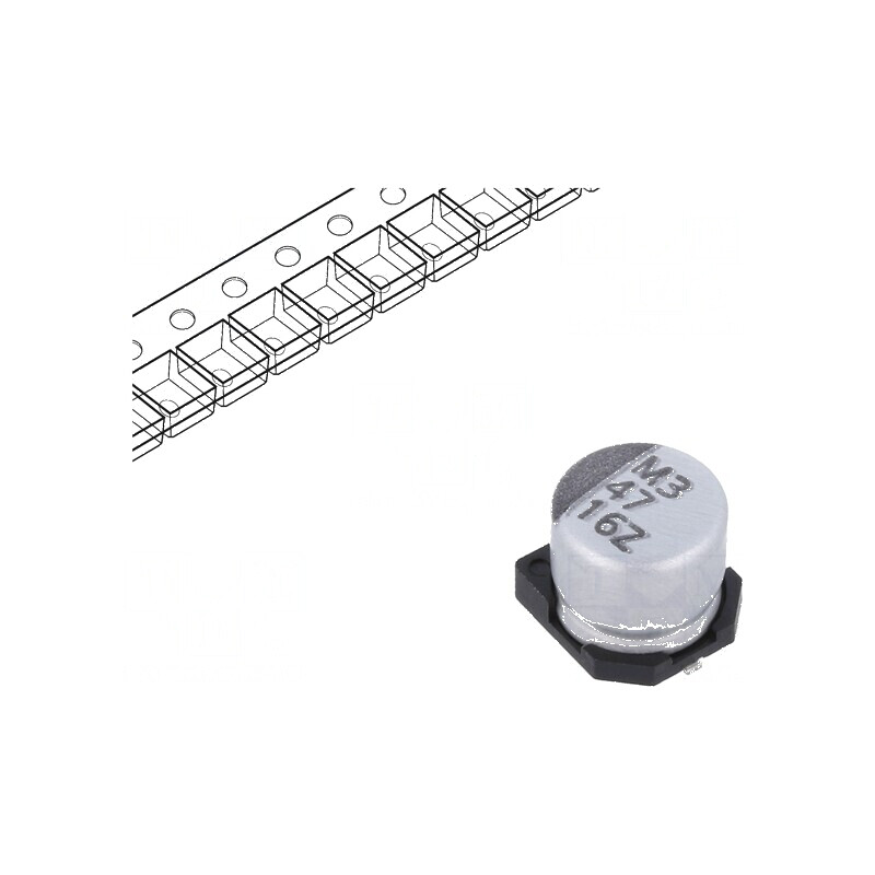 Condensator electrolitic SMD 47uF 16VDC low ESR Ø6,3x5,7mm | Electronic-mag.ro | Componente Electronice