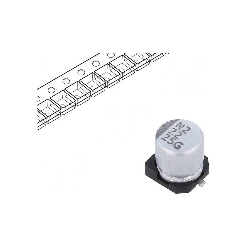 Condensator electrolitic SMD 22uF 25VDC ±20% 2000h | Electronic-mag.ro | Componente Electronice