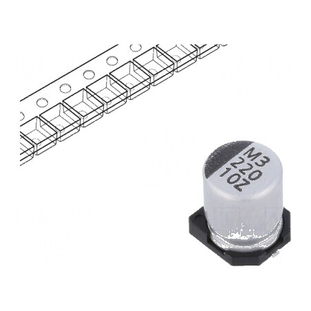 Condensator electrolitic SMD 220uF 10VDC low ESR Ø6,3x7,7mm | Electronic-mag.ro | Componente Electronice