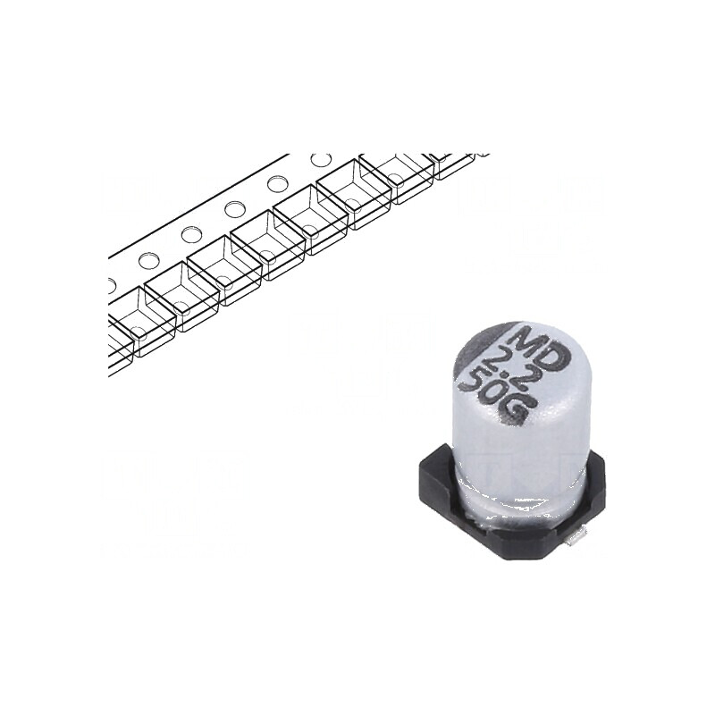 Condensator electrolitic SMD 2,2uF 50VDC ±20% -55÷105°C | Electronic-mag.ro | Componente Electronice