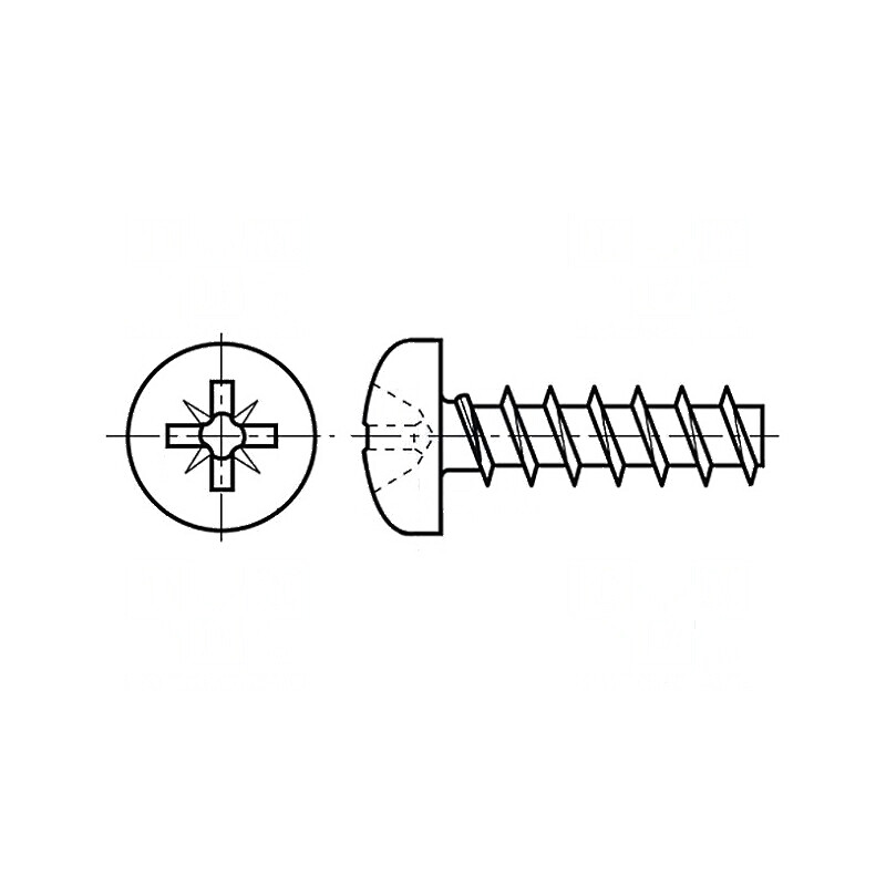 Şurub pentru plastic 4x20 mm cu cap rotund Pozidriv PZ2 din oţel zincat | Electronic-mag.ro | Componente Electronice