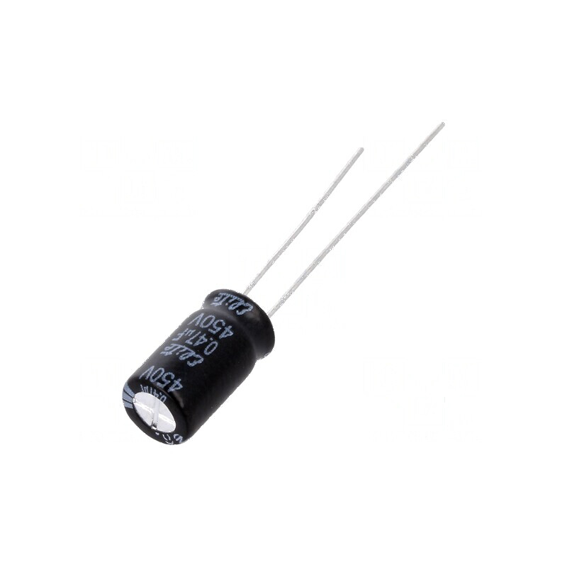 Condensator electrolitic THT 0,47uF 450VDC Ø6,3x11mm ±20% | Electronic-mag.ro | Componente Electronice