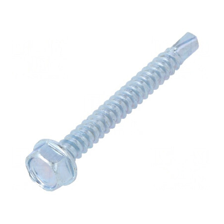 Şurub metalic cu flanşă 4,2x38mm, cap hexagonal 7mm, oţel călit | Electronic-mag.ro | Componente Electronice