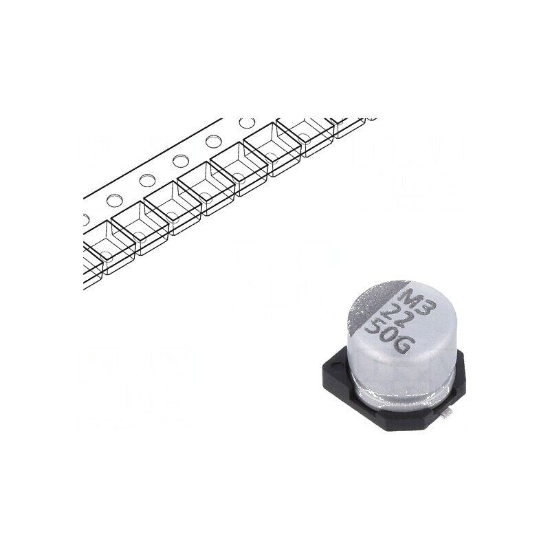 Condensator electrolitic SMD 22uF 50V ±20% -55÷105°C 2000h | Electronic-mag.ro | Componente Electronice