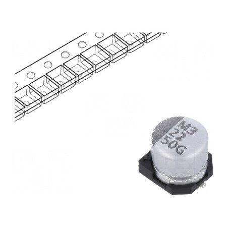 Condensator electrolitic SMD 22uF 50V ±20% -55÷105°C 2000h | Electronic-mag.ro | Componente Electronice