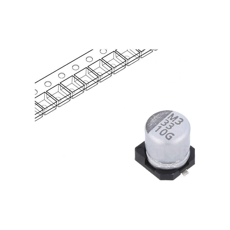 Condensator electrolitic SMD 33uF 10V 2000h -55÷105°C ±20% | Electronic-mag.ro | Componente Electronice