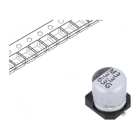 Condensator electrolitic SMD 3,3uF 63VDC ±20% -55÷105°C | Electronic-mag.ro | Componente Electronice