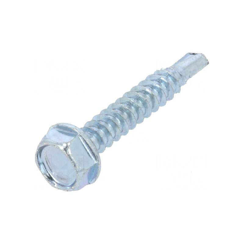 Şurub metalic cu flanşă 4,2x25mm, cap hexagonal 7mm, oţel călit | Electronic-mag.ro | Componente Electronice