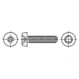Şurub metal 2,5x8 mm cap rotund Pozidriv PZ1 oţel călit | Electronic-mag.ro | Componente Electronice