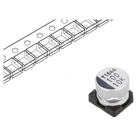 Condensator electrolitic SMD 100uF 10V 6.3x5.3mm ±20% | Electronic-mag.ro | Componente Electronice