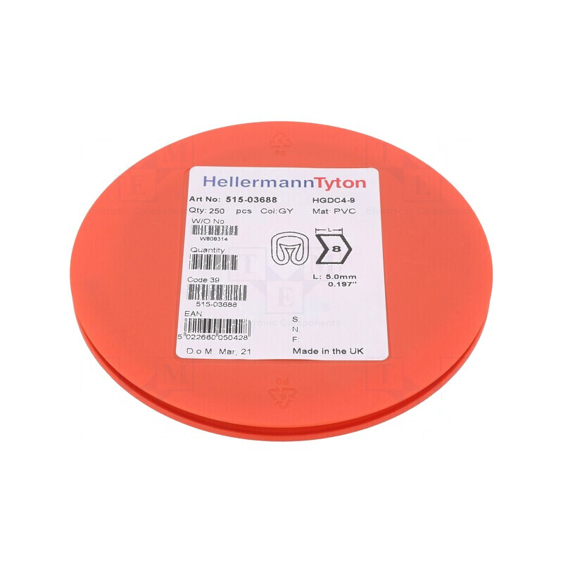 Markere Marcaj PVC gri 8 4÷9mm 65÷105°C prin orificiu L: 5mm | Electronic-mag.ro | Componente Electronice