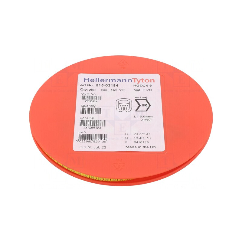 Markere Marcaj PVC galben 4-9mm 65-105°C | Electronic-mag.ro | Componente Electronice