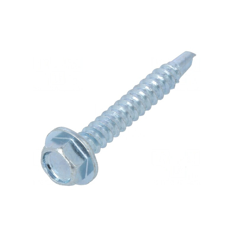 Șurub metalic cu flanșă 3,5x25mm, cap hexagonal 5,5mm, zincat | Electronic-mag.ro | Componente Electronice