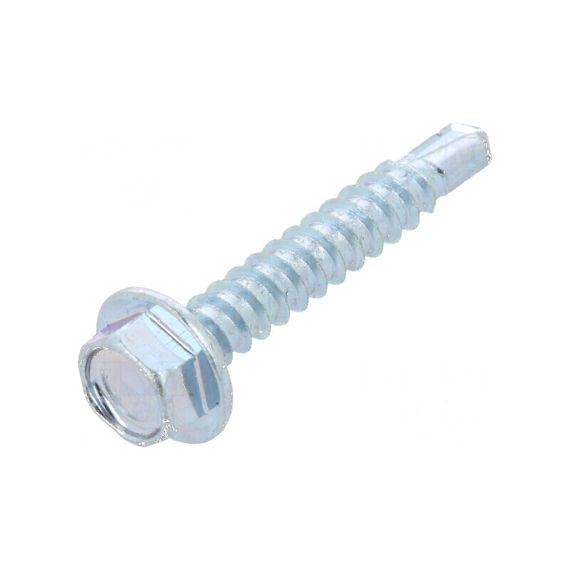 Şurub metalic cu flanşă 3,5x22mm, cap hexagonal 5,5mm, zincat | Electronic-mag.ro | Componente Electronice