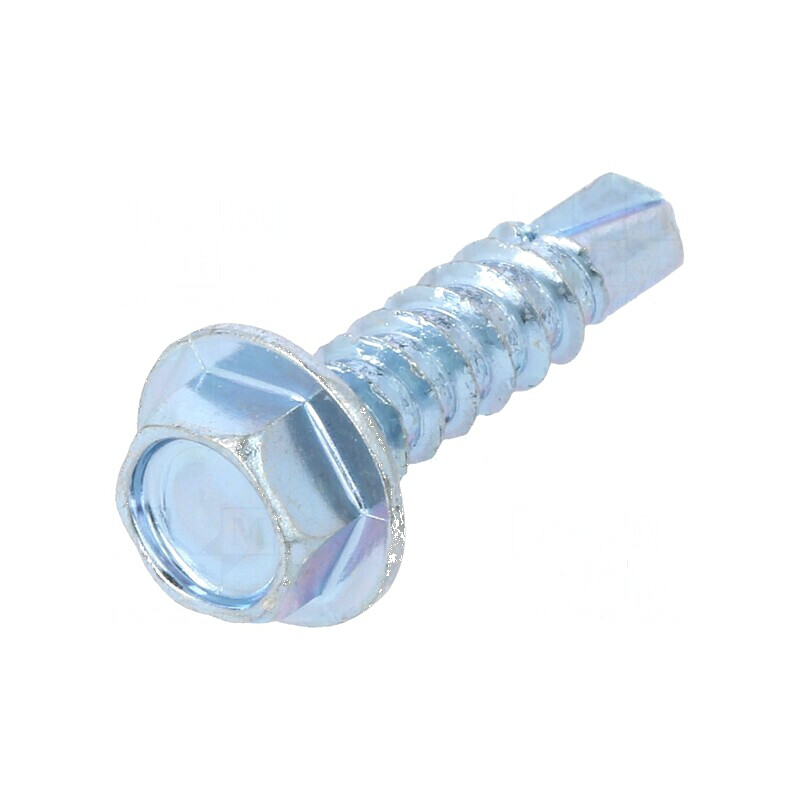 Şurub metalic cu flanşă 3,9x16mm, cap hexagonal 5,5mm, zincat | Electronic-mag.ro | Componente Electronice