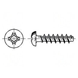 Şurub pentru plastic 3x10 mm, Cap buton Phillips PH1, oţel zincat | Electronic-mag.ro | Componente Electronice