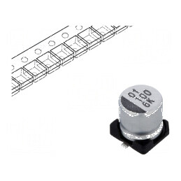 Condensator electrolitic SMD 100uF 6.3V 5x5.3mm ±20% | Electronic-mag.ro | Componente Electronice