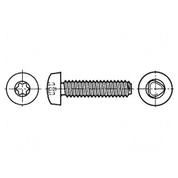 Şurub metal 4x8 Torx TX20 oţel zincat cu cap rotund | Electronic-mag.ro | Componente Electronice