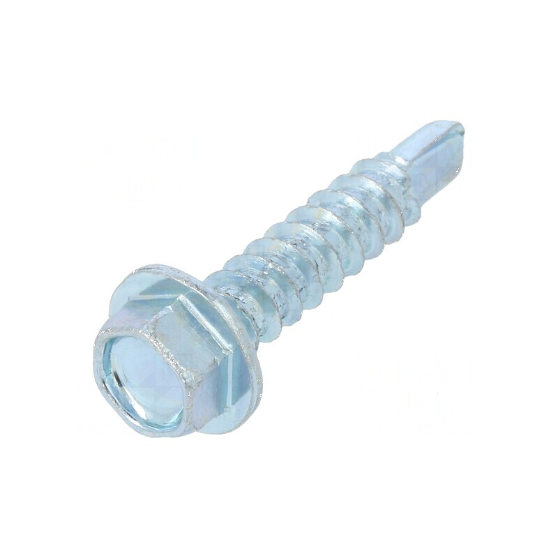 Şurub metalic cu flanşă 3,9x19mm, cap hexagonal 5,5mm, zincat | Electronic-mag.ro | Componente Electronice